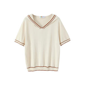 Loveness Top de punto con capucha para mujer, talla grande, color sólido, manga corta, fibra de viscosa fina, estilo informal - Product Image 1