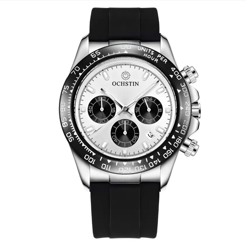 OCHSTIN Casual Sport Watches for Men Blue Luxury Leather Wrist Watch Man Clock Fashion Chronograph Wristwatch