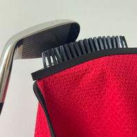 Serviette de golf magnétique 4-en-1 avec aimant super puissant, en microfibre gaufrée, avec brosse et icônes