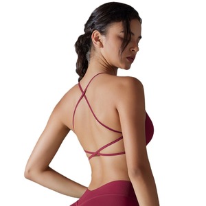 Sujetador deportivo sin costuras para mujer, diseño cruzado en la espalda, <span class=keywords><strong>de</strong></span> alta elasticidad, para fitness, yoga y running, venta al por mayor - Product Image 3