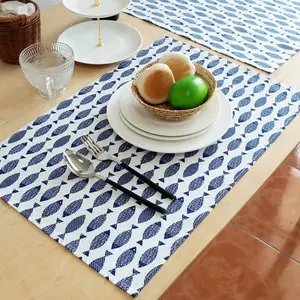 Cotton fabric napkin Mediterranean blue style printed small fish napkin home fabric kitchen towel tea towel