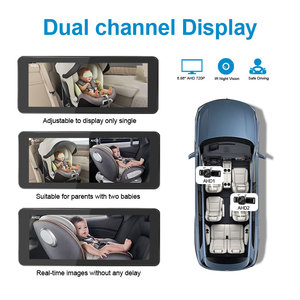 กล้องติดรถยนต์สำหรับเด็กแบบ USB-HD พร้อมระบบมองกลางคืน ขนาด 6.86 นิ้ว 2CH  ดูแลความปลอดภัยของเด็กที่เบาะหลัง  หน้าจอคู่  กระจกมองหลังในรถยนต์ - Product Image 2
