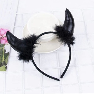 Diadema de <span class=keywords><strong>Cuernos</strong></span> de <span class=keywords><strong>Diablo</strong></span> Peluda para Halloween, Accesorio de Disfraz de <span class=keywords><strong>Diablo</strong></span> para Mujeres y Niñas, Diadema para Fiesta de Cosplay - Product Image 5