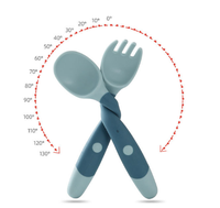 Ensemble cuillère et fourchette en silicone Yongli avec étui de voyage, 2 pièces, ustensiles pour tout-petits pour l'alimentation dirigée par l'enfant, ensemble de voyage