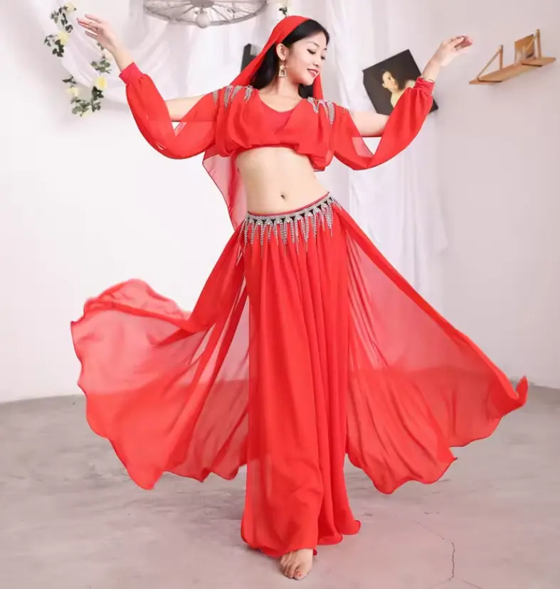 Dancing Clothing Set Stage Performance Dancer Wear Woman Belly Dance Costume 2 Piece Dance Suit
