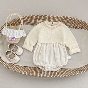 Renren – pull sans col à manches longues pour bébé fille, robe de princesse, combinaison tricotée en Patchwork, printemps-automne-hiver - Product Image 1
