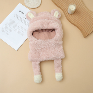 2025 nouveau chapeau en tricot coupe-vent chaud pour femmes automne et hiver mode avec écharpe ours en peluche et masque facial <span class=keywords><strong>bonnet</strong></span> de cyclisme en plein air - Product Image 5