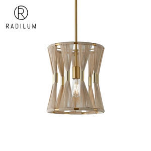 Lámpara Colgante Moderna de Latón, Estilo Nórdico <span class=keywords><strong>con</strong></span> <span class=keywords><strong>Cuerda</strong></span> Tejida, para Comedor o Villa, Diseño Artesanal, Modelo Axel - Product Image 1