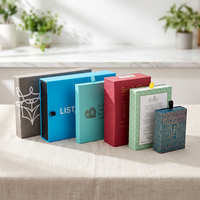 Boîte cadeau coulissante de luxe bleue avec tiroir, doublée d'éponge, écologique, logo personnalisé, couleur imprimée, emballage rigide minimaliste