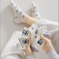 Printemps été nouvelles chaussettes courtes Panda de dessin animé mignon pour les femmes chaussettes basses blanches confortables