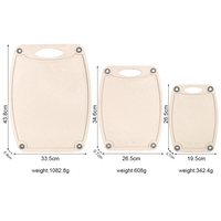 Tabla de cortar multiusos resistente al desgaste, juego de 3 tablas de cortar de plástico con mango