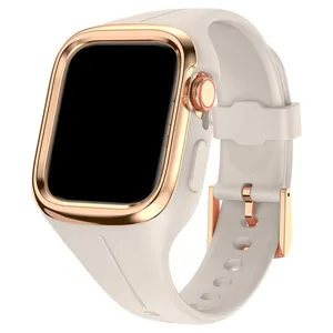 Grey watch silicone case and strap for apple watch series 8 7 6 5 4 3 2 1