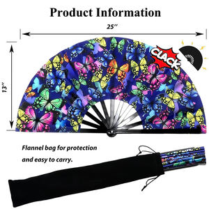 مراوح يدوية قابلة للطي من الخيزران بتصميم فراشة مخصص للرقص، ذات صوت عالٍ وجودة عالية للبيع بالجملة - Product Image 2