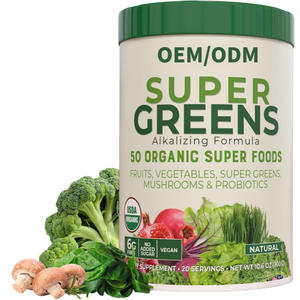 Poudre de Super Greens |   50 superaliments biologiques |   Complément <span class=keywords><strong>Alcalinisant</strong></span> aux Légumes Verts avec Probiotiques, Fruits, Légumes et Champignons - Product Image 1
