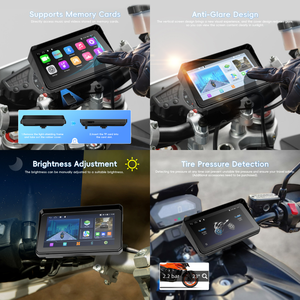 Podofo <strong>Android</strong> 4+64G <strong>6</strong>&quot; Portable Carplay Motorcycle Screen Wireless Carplay &amp; <strong>Android</strong> Auto BT DVR IP68 Waterproof IPS Stereo - Product Image 2