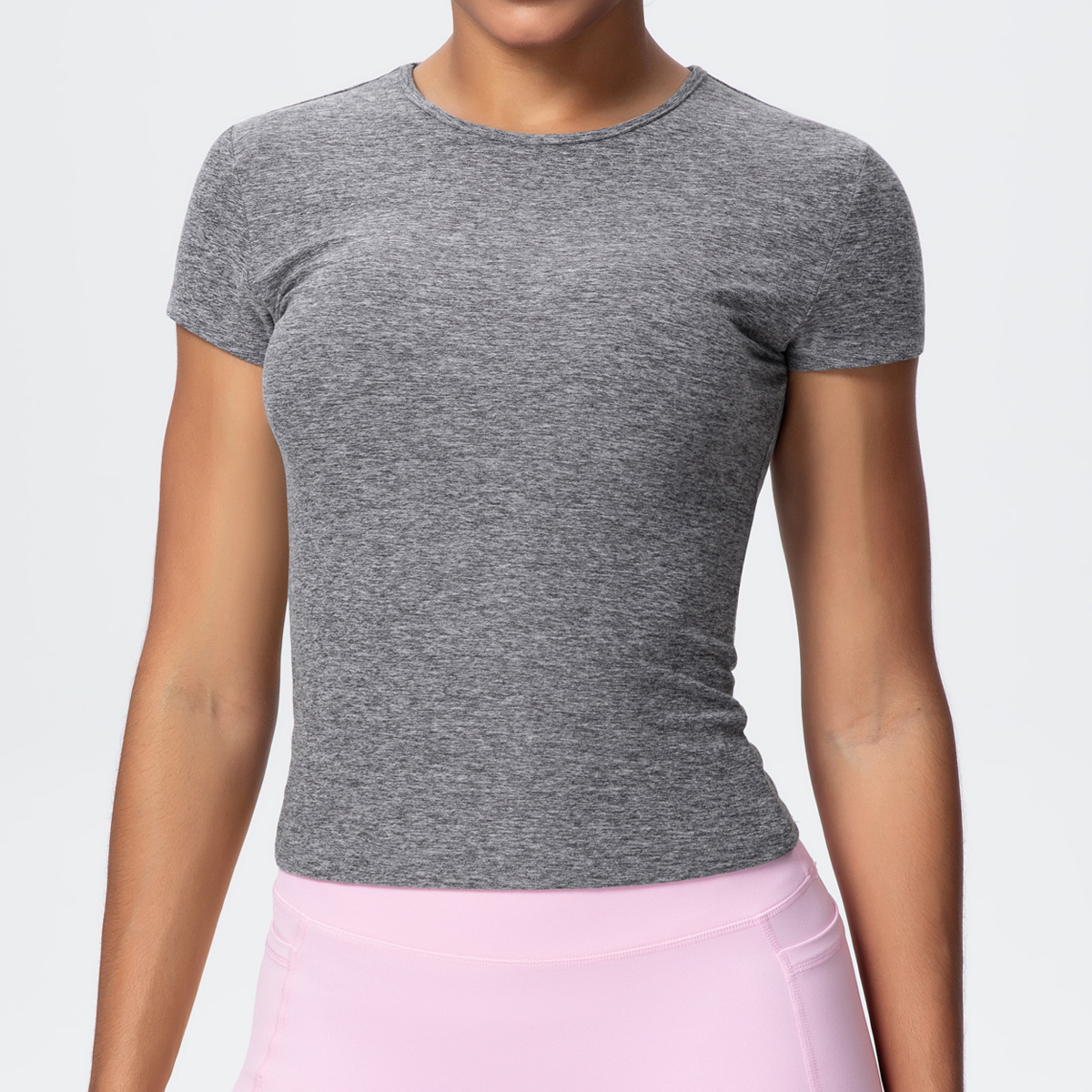 Women's Solid Color Spandex/Nylon T Shirt Four-Way Stretch Quick Dry Breathable Eco-Friendly Skinny Fit Short Sleeve Yoga