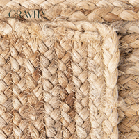 Tapis carré en jute tissé à la main, écologique, durable, naturel, élégant, moderne, populaire 2026, 5,1x5,1 pour salon intérieur