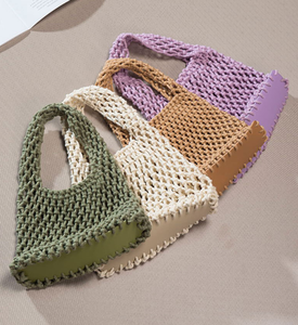 Commercio all'ingrosso <span class=keywords><strong>borsa</strong></span> Tote in corda di <span class=keywords><strong>cotone</strong></span> Color caramello da donna con tessuto a mano - Product Image 2