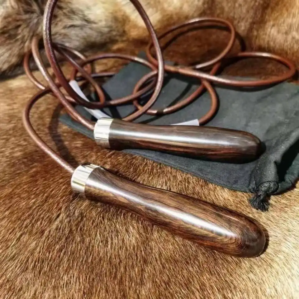 High-grade Sports Leather Ball Bearing Jump Rope Barbell Leather Skipping Rope Great for Cardio and Workouts