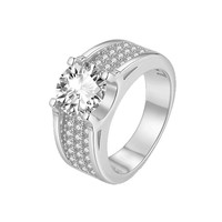 Bague pour homme en moissanite argentée en forme d'étoile, micro-pavée 3 carats, style luxe léger européen et américain, best-seller transfrontalier