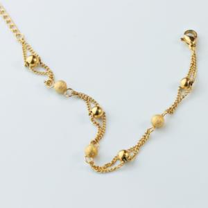 Factory Bulk Double Strand Gold <b>Bead</b> Women's Bracelet 304/316L Stainless Steel Matte Ball Chain Waterproof Trendy Wholesale Gift - Product Image 1