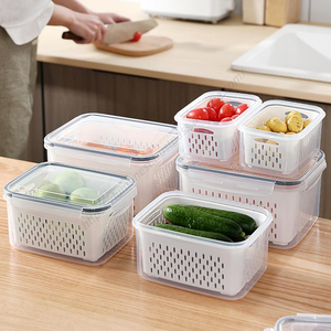 Contenedores de Plástico para Almacenamiento de Alimentos para Congelador, Cesta Escurridora, Organizador de Frutas, Recipientes Herméticos para Mantener la Frescura - Product Image 1