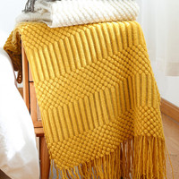Plaids et couvertures tricotés sur mesure, en tricot uni, pour voyage, canapé, fauteuil, lit, bureau, sieste, décoration intérieure, vente en gros