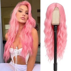 Parrucca Cosplay Premium Lunga Rosa con Stile Stratificato Realistico, Parrucche Sintetiche per Uso Quotidiano e Feste per Donne, Regalo Colorato - Product Image 1