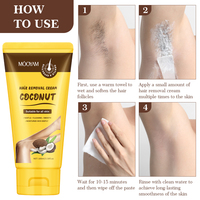 Crème dépilatoire à l'huile de coco pour les aisselles, les jambes et les bras, crème dépilatoire hydratante, nourrissante et douce