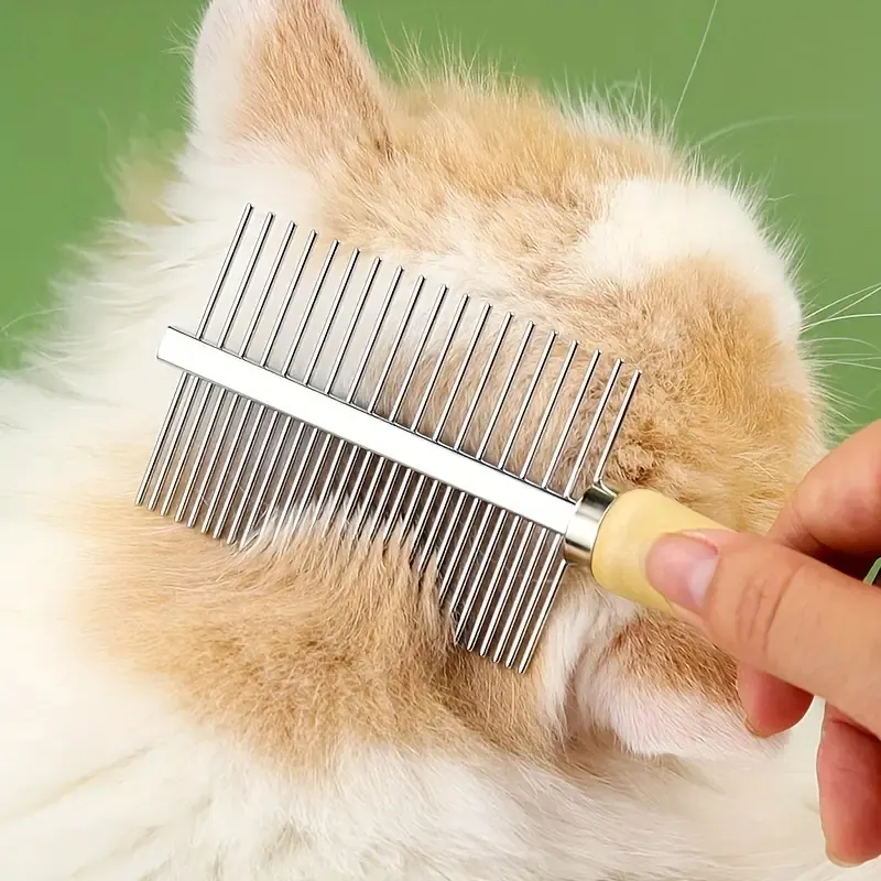 Professional Pet Grooming Comb With Wooden Handle for Dogs and Cats Gently Removes Tangles Knots Loose Hair