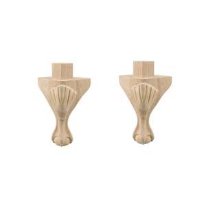 Pieds de canapé en bois traditionnels de style Queen Anne, sculptés, non finis, de style mi-siècle - Product Image 3