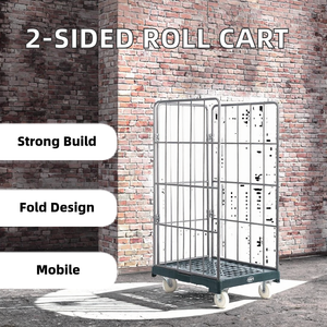 Chariot porte-bagages démontable <span class=keywords><strong>2</strong></span> côtés Capacité de 500kg Transport logistique pliable pour entrepôt supermarché Taille personnalisée - Product Image 2