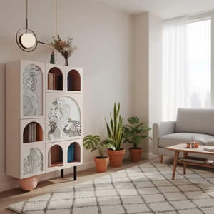 ตู้หนังสือโมดูลาร์ลายกราฟฟิตีศิลปะสมัยใหม่ ตู้เก็บของแบบเปิด สำหรับตกแต่งสตูดิโอศิลปะ<span class=keywords><strong>เด็ก</strong></span>บูติกและเลานจ์<span class=keywords><strong>คาเฟ่</strong></span>พรีเมียม - Product Image 5