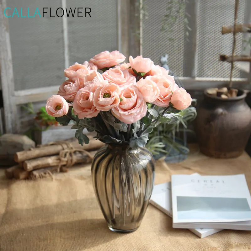 Цветы для вечеринки, Декор для дома и свадьбы, цветок из искусственного шелка Ranunculus