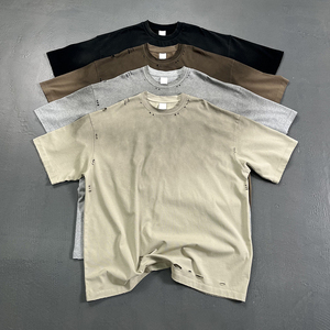 T-shirt en coton uni de qualité supérieure, style streetwear, surdimensionné pour <span class=keywords><strong>homme</strong></span>, personnalisable - Product Image 1