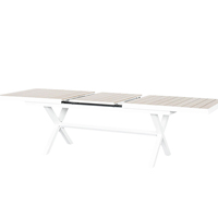 Ensemble de salle à manger extérieur moderne en aluminium extensible, 7 pièces, table de jardin extensible et 6 chaises en maille pour patio et terrasse