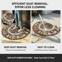 Tapis de porte demi-cercle en mosaïque personnalisable en polyester écologique, antidérapant, durable, anti-poussière et facile à nettoyer pour hall d'entrée