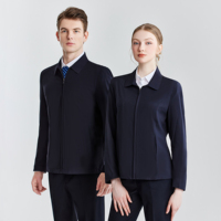 Veste de costume unisexe en laine avec fermeture éclair, uniforme de travail pour hommes et femmes, tenue de direction pour personnel de bureau, logo personnalisé