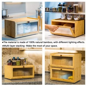 Bamboo Wood <b>Storage</b> <b>Box</b> Rectangle Durable Multipurpose Desktop Cabinet Organizer for <b>Kitchen</b> Dining Room - Product Image 2