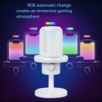Microphone de jeu à condensateur USB avec lumière RGB, support de bureau, contrôle du volume, pour diffusion en direct, podcast, jeu, enregistrement vocal