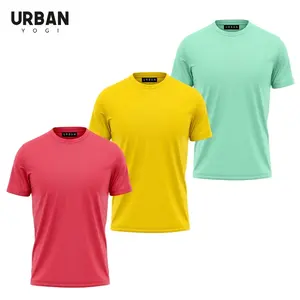 Camisetas informales de verano, camisas ligeras de color Pastel, 160 GSM, 180 GSM, de proveedor indio, servicio OEM, Coral, rojo, amarillo, verde mar