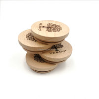 Tapa de madera con logotipo personalizado al por mayor de fábrica, nuevo estilo, técnica pulida para botella de vidrio, artesanías de madera, tapa de bambú, vela