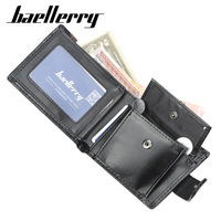 Dompet Kulit Pria Baellerry Anti-RFID, Dompet Lipat Kulit Cokelat Tua untuk Pria, Dompet Kulit