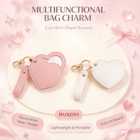 Porte-clés miroir en cuir PU en forme de cœur personnalisé, miroir de poche cosmétique portable avec logo personnalisé pour cadeau promotionnel