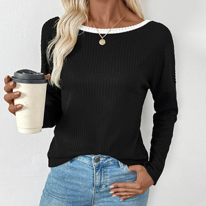 2026 Neue Damen Pure Desire Y2K Weiche Dünne Lässige Schlanke Gerippte Strickbluse mit Rückenausschnitt und Schleifendesign Sexy Langarm-Oberteil - Product Image 3