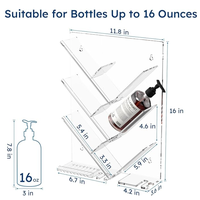 YUEFENG DISPLAY Étagère d'angle autoportante en plastique transparent, résistante à l'eau, design moderne, pour bouteilles de shampoing de 16 oz
