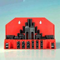 DIJIN Kits de serrage pour fraiseuse M10, Kit de serrage en acier à rainures en T, Ensemble de 58 plaques de serrage combinées pour centre d'usinage CNC