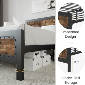 Lit en fer forgé du fabricant, lit double simple et moderne, structure en acier renforcé et en bois, grand lit avec tiroirs - Product Image 3