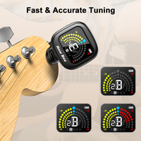 Professional Purple Red Green Black Color Rechargeable Chromatic Clip-On Guitar Tuner with Color LCD Screen