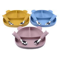 Vente en gros de fournitures personnalisées Vaisselle alimentaire écologique Bol Assiette Cuillère Ensemble d'alimentation en silicone pour bébé Nouvel ensemble d'assiettes pour bébé sans Bpa